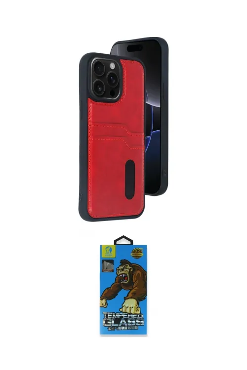 ieg™ iPhone 14 Pro Max Kılıf Yörünge Işık Serisi - Siyah 18D Cam Ekran Koruyucu