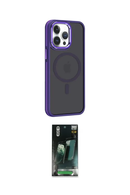 ieg™ iPhone 14 Pro Max Kılıf Yörünge Klasik - Şeffaf 360 Full Body Arka Koruyucu