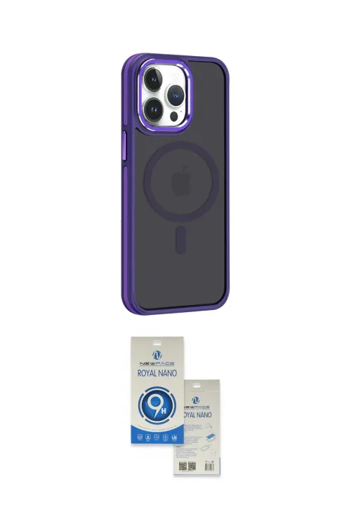 ieg™ iPhone 14 Pro Max Kılıf Yörünge Klasik - Şeffaf Royal Nano Ekran Koruyucu