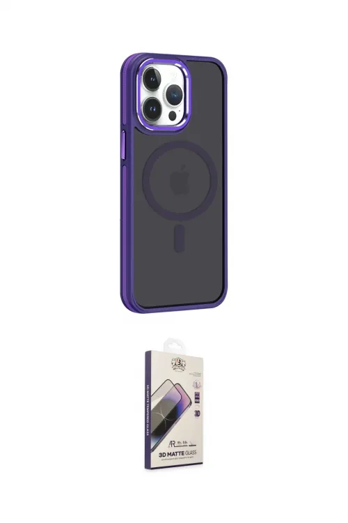 ieg™ iPhone 14 Pro Max Kılıf Yörünge Klasik - Siyah Bilvis 3D Mat Cam Ekran Koruyucu