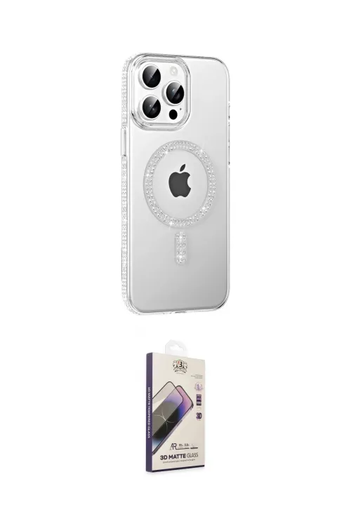 ieg™ iPhone 14 Pro Max Kılıf Yörünge Koleksiyonu - Siyah Bilvis 3D Mat Cam Ekran Koruyucu