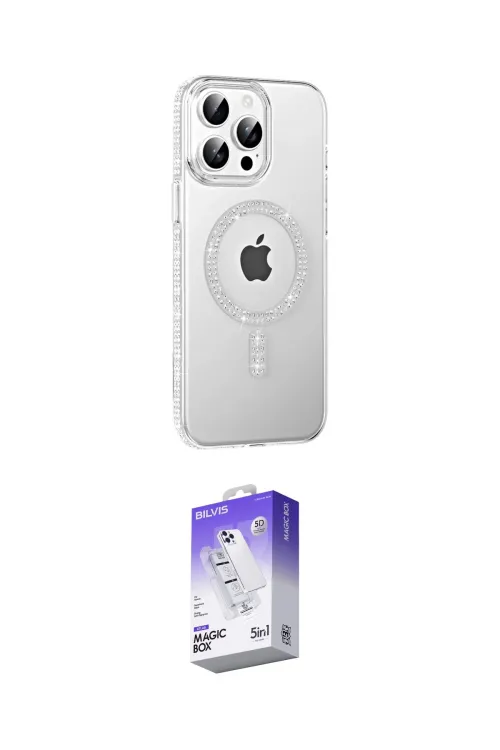 ieg™ iPhone 14 Pro Max Kılıf Yörünge Koleksiyonu - Siyah Bilvis 5in1 3D Magic Cam Ekran Koruyucu
