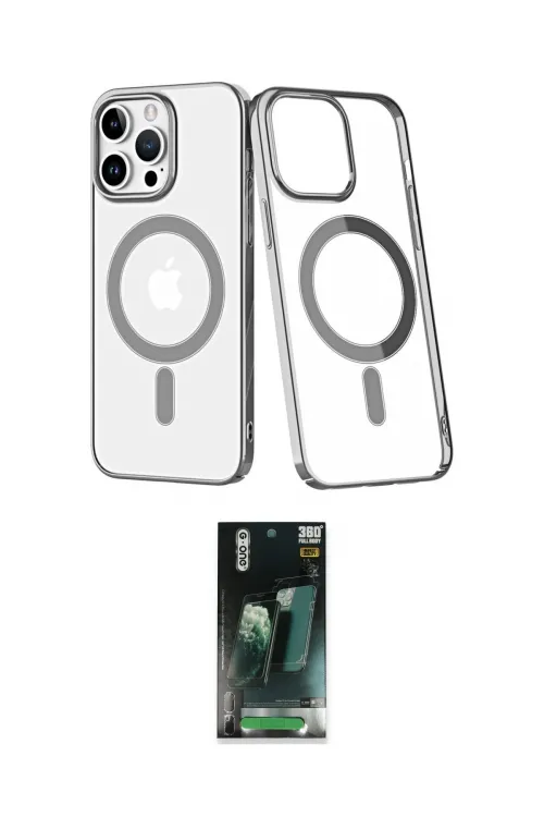 ieg™ iPhone 14 Pro Max Kılıf Yörünge Minimal - Şeffaf 360 Full Body Arka Koruyucu