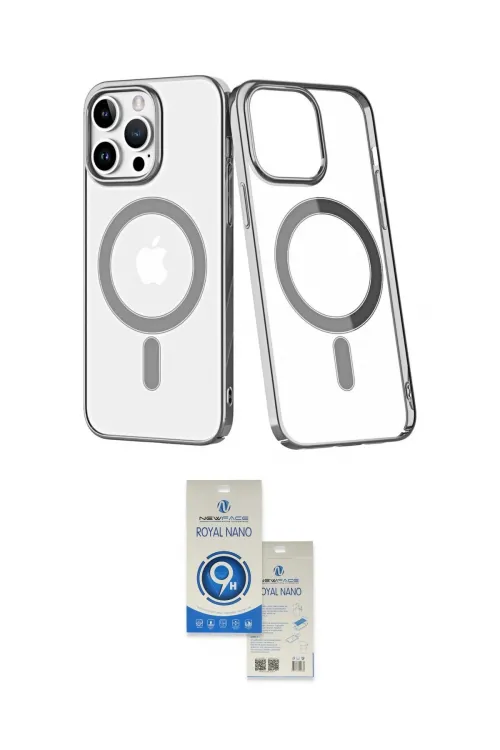 ieg™ iPhone 14 Pro Max Kılıf Yörünge Minimal - Şeffaf Royal Nano Ekran Koruyucu