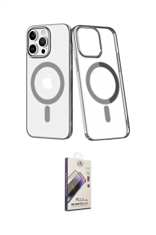 ieg™ iPhone 14 Pro Max Kılıf Yörünge Minimal - Siyah Bilvis 3D Mat Cam Ekran Koruyucu