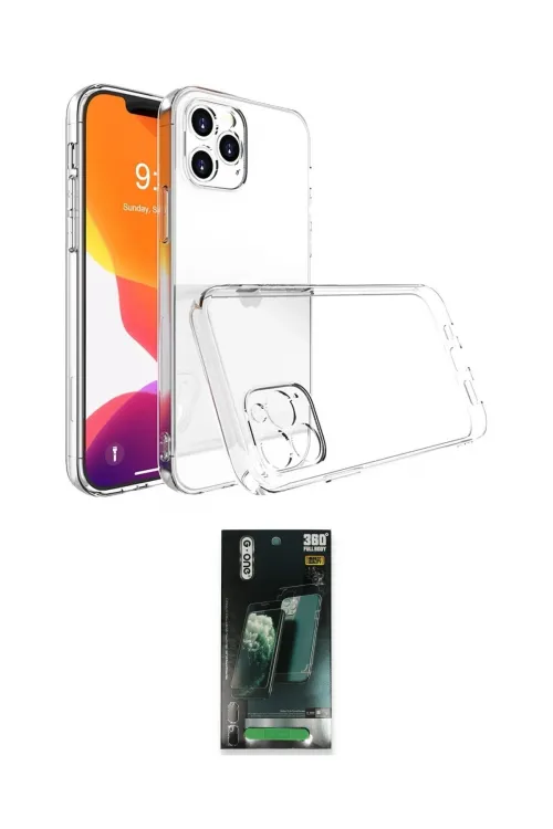 ieg™ iPhone 14 Pro Max Kılıf Zirve Doku - Şeffaf 360 Full Body Arka Koruyucu