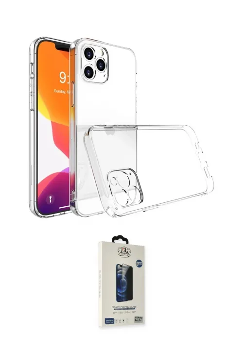 ieg™ iPhone 14 Pro Max Kılıf Zirve Doku - Siyah Bilvis Hayalet Cam Ekran Koruyucu
