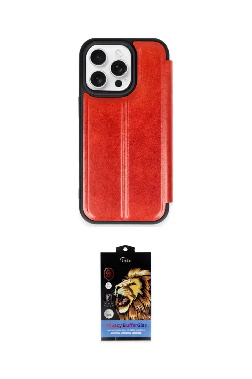 ieg™ iPhone 14 Pro Max Kılıf Zirve Yansıma Serisi - Siyah Buffer Hayalet Cam Ekran Koruyucu