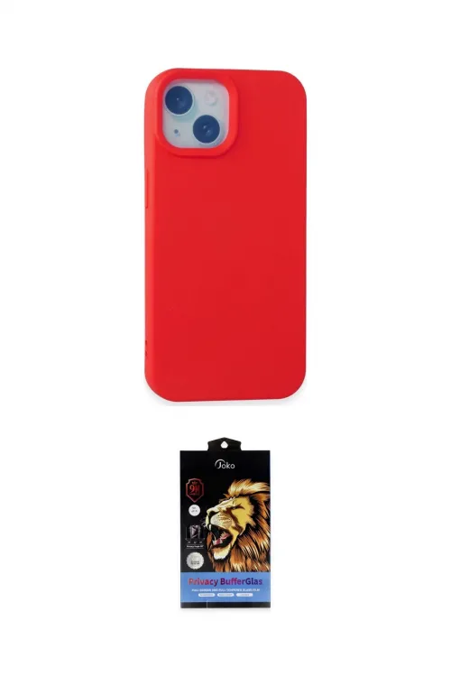 ieg™ iPhone 15 Kılıf Ahenk Serisi - Siyah Buffer Hayalet Cam Ekran Koruyucu