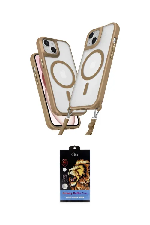 ieg™ iPhone 15 Kılıf Atlas Doku Koleksiyonu - Siyah Buffer Hayalet Cam Ekran Koruyucu