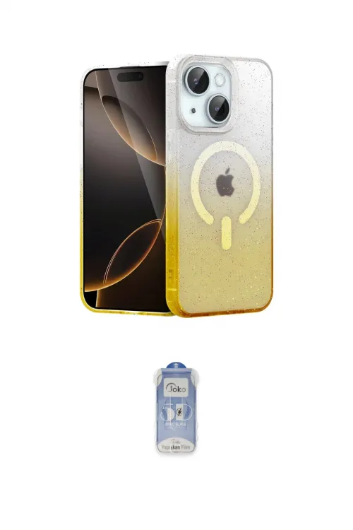 ieg™ iPhone 15 Kılıf Eksen Minimal Özel Seri - Siyah Joko Magic 5D Cam