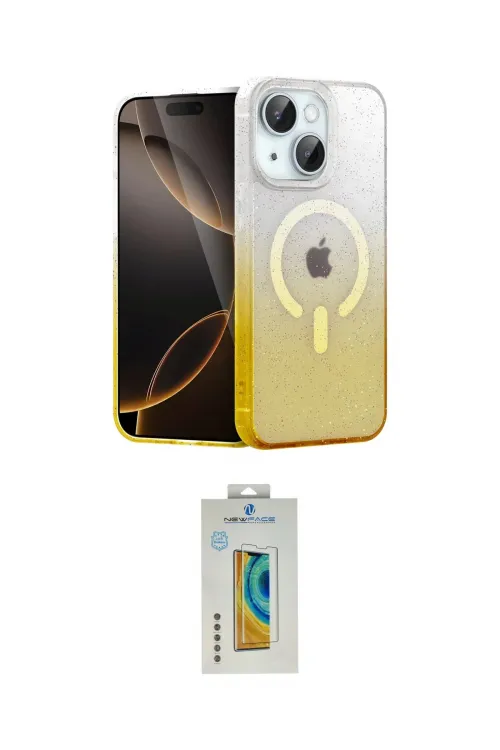 ieg™ iPhone 15 Kılıf Eksen Minimal Özel Seri - Siyah Polymer Nano Ekran Koruyucu