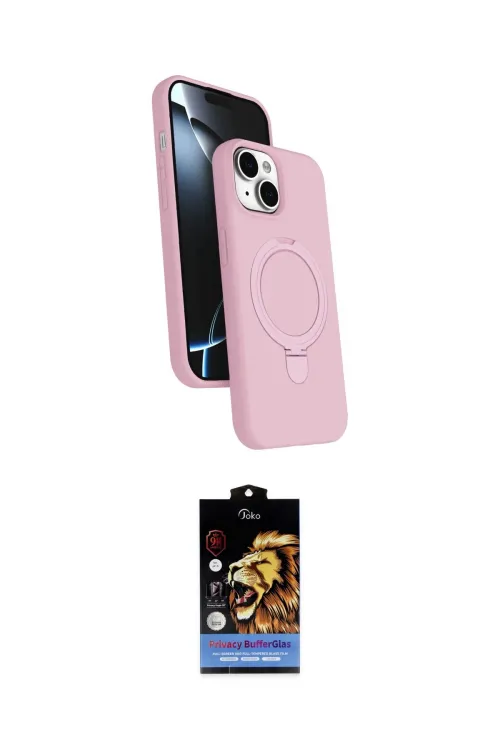 ieg™ iPhone 15 Kılıf İz Işık Koleksiyonu - Siyah Buffer Hayalet Cam Ekran Koruyucu
