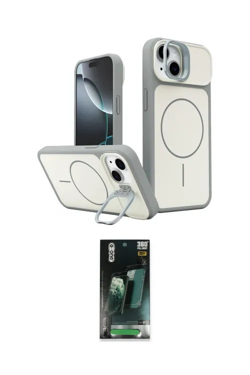 ieg™ iPhone 15 Kılıf İz Modern Prime - Şeffaf 360 Full Body Arka Koruyucu