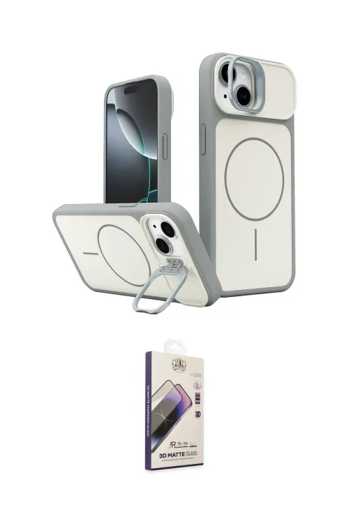 ieg™ iPhone 15 Kılıf İz Modern Prime - Siyah Bilvis 3D Mat Cam Ekran Koruyucu
