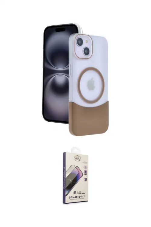 ieg™ iPhone 15 Kılıf Kozmos Form Özel Seri - Siyah Bilvis 3D Mat Cam Ekran Koruyucu