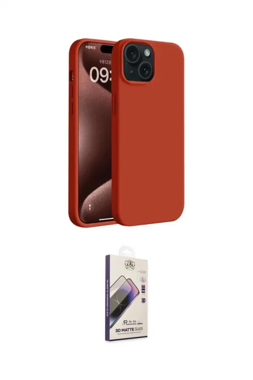 ieg™ iPhone 15 Kılıf Kozmos Yansıma Özel Seri - Siyah Bilvis 3D Mat Cam Ekran Koruyucu