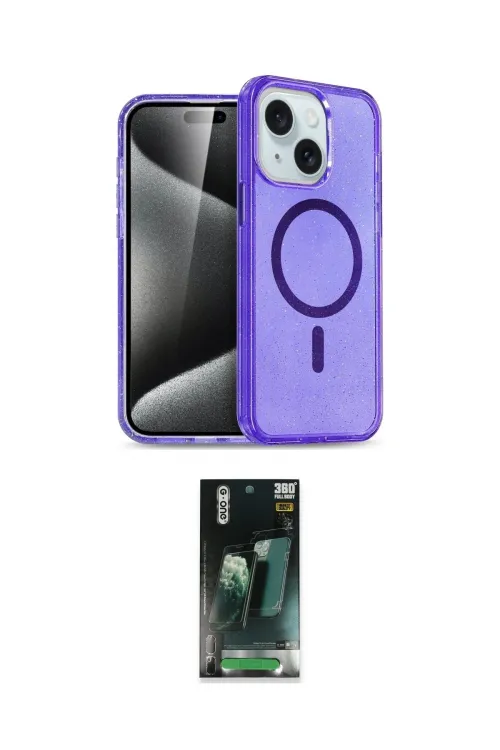 ieg™ iPhone 15 Kılıf Nova Asil Prime - Siyah 360 Mat Full Body Arka Koruyucu