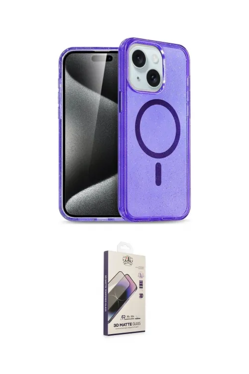 ieg™ iPhone 15 Kılıf Nova Asil Prime - Siyah Bilvis 3D Mat Cam Ekran Koruyucu