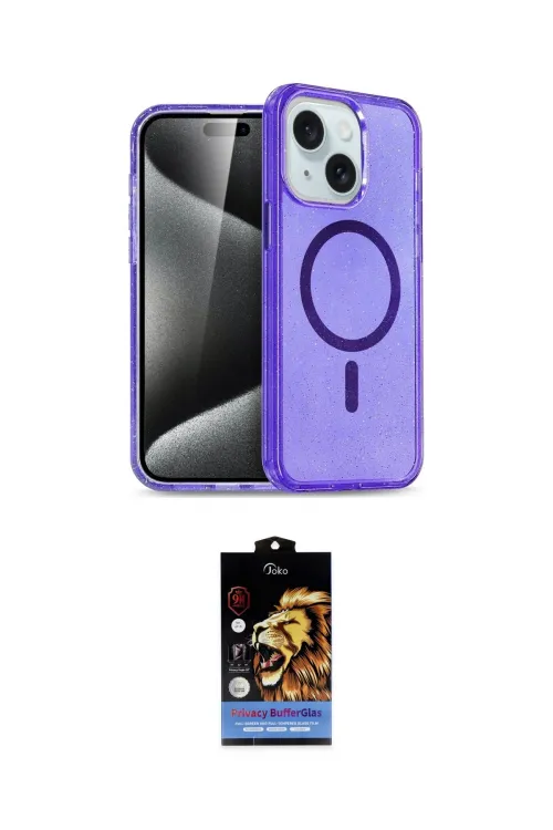 ieg™ iPhone 15 Kılıf Nova Asil Prime - Siyah Buffer Hayalet Cam Ekran Koruyucu