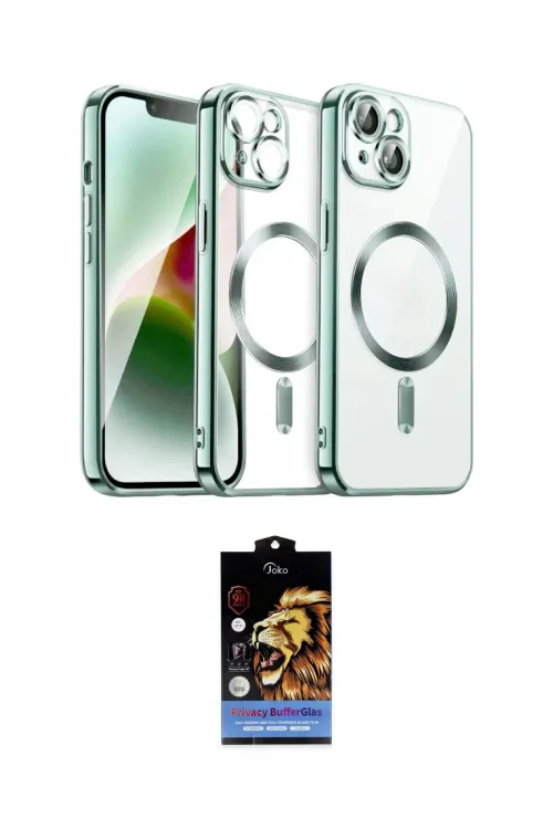 ieg™ iPhone 15 Kılıf Nova Işık Özel Seri - Siyah Buffer Hayalet Cam Ekran Koruyucu