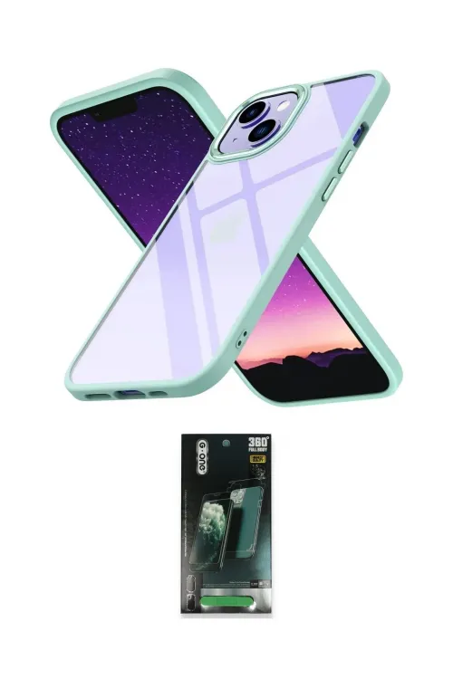 ieg™ iPhone 15 Kılıf Nova Işık Serisi - Siyah 360 Mat Full Body Arka Koruyucu