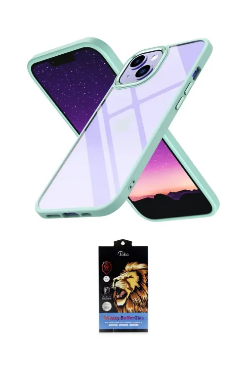 ieg™ iPhone 15 Kılıf Nova Işık Serisi - Siyah Buffer Hayalet Cam Ekran Koruyucu