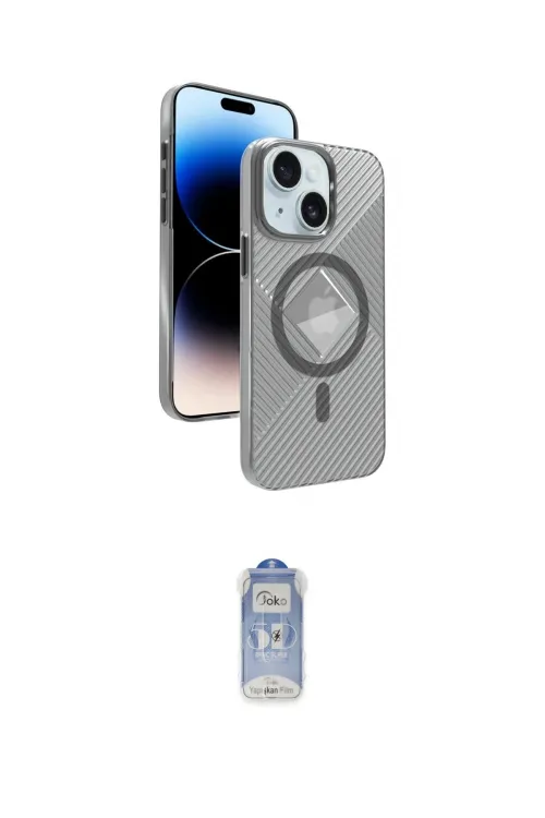 ieg™ iPhone 15 Kılıf Nova Modern Prime - Siyah Joko Magic 5D Cam
