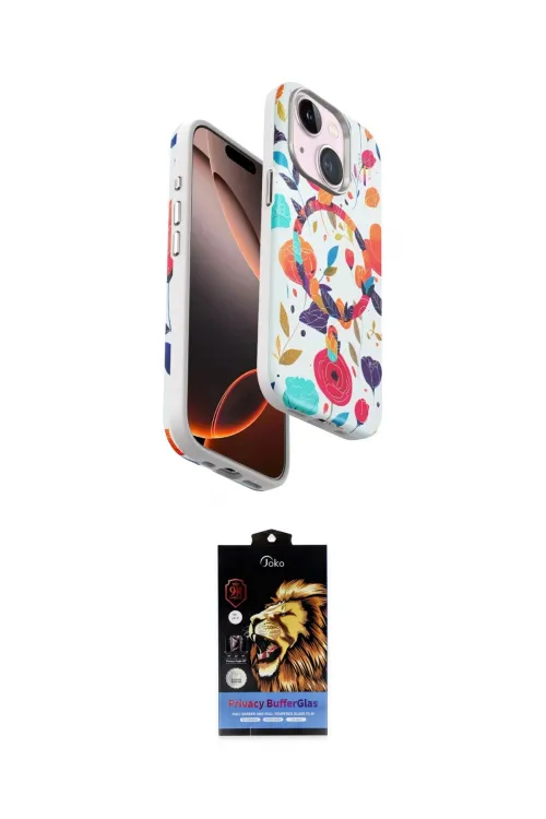 ieg™ iPhone 15 Kılıf Siluet Doku - Siyah Buffer Hayalet Cam Ekran Koruyucu