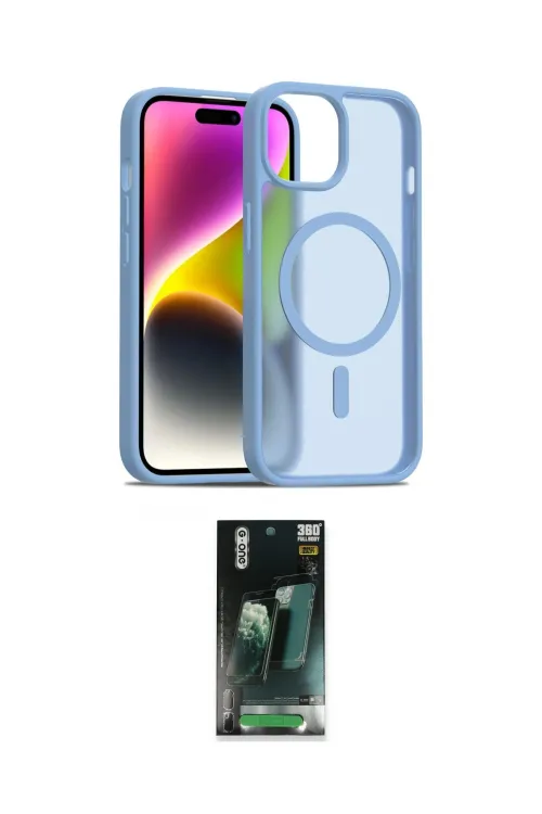ieg™ iPhone 15 Kılıf Siluet Minimal Prime - Siyah 360 Mat Full Body Arka Koruyucu