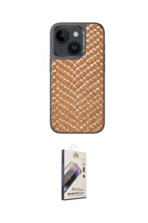 ieg™ iPhone 15 Kılıf Vadi Özel Seri - Siyah Bilvis 3D Mat Cam Ekran Koruyucu