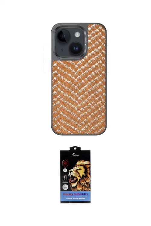 ieg™ iPhone 15 Kılıf Vadi Özel Seri - Siyah Buffer Hayalet Cam Ekran Koruyucu
