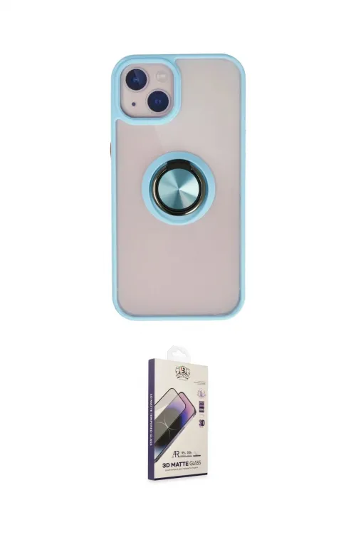 ieg™ iPhone 15 Kılıf Yörünge Çizgi - Siyah Bilvis 3D Mat Cam Ekran Koruyucu