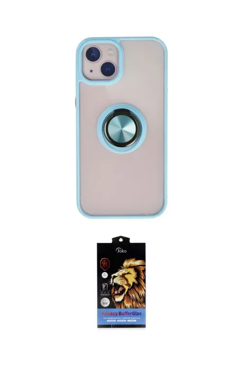 ieg™ iPhone 15 Kılıf Yörünge Çizgi - Siyah Buffer Hayalet Cam Ekran Koruyucu
