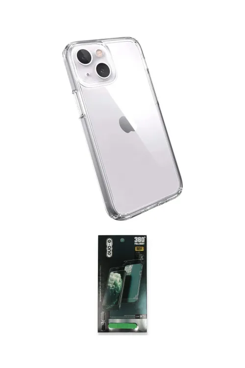 ieg™ iPhone 15 Kılıf Zirve Doku - Şeffaf 360 Full Body Arka Koruyucu