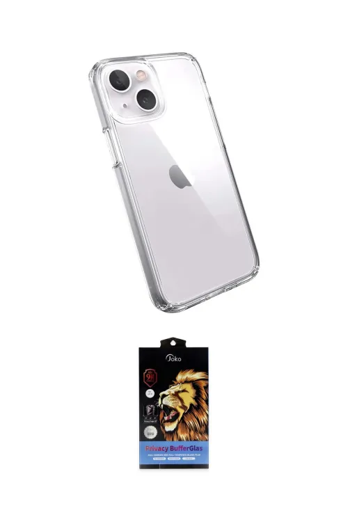 ieg™ iPhone 15 Kılıf Zirve Doku - Siyah Buffer Hayalet Cam Ekran Koruyucu