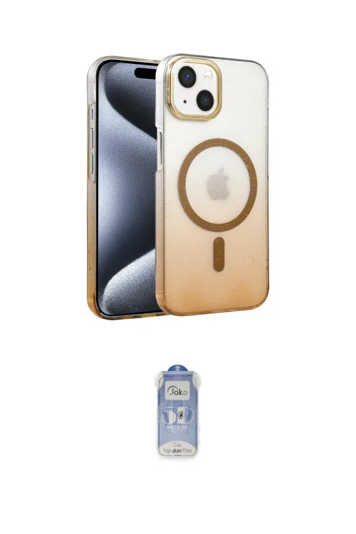 ieg™ iPhone 15 Plus Kılıf Ahenk Doku Özel Seri - Siyah Joko Magic 5D Cam