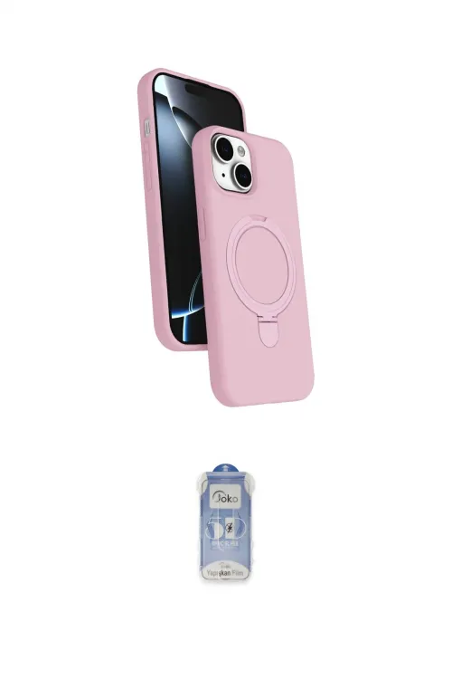ieg™ iPhone 15 Plus Kılıf İz Işık Koleksiyonu - Siyah Joko Magic 5D Cam