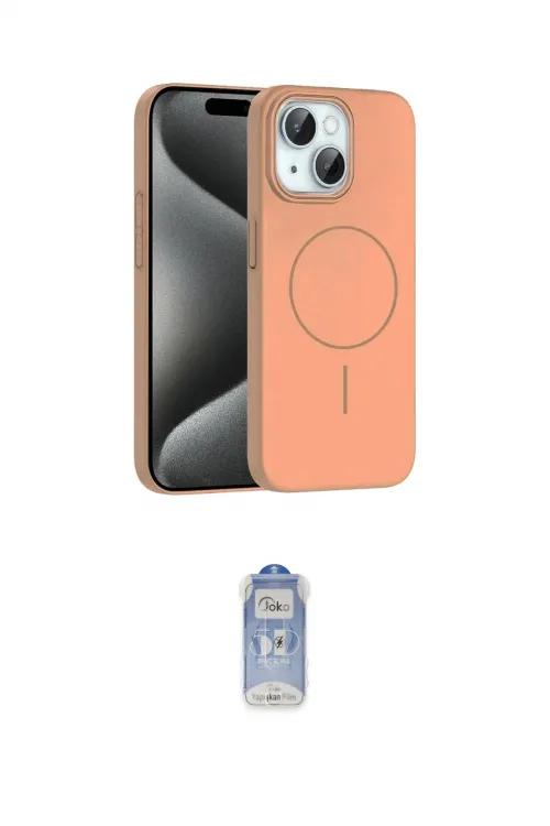ieg™ iPhone 15 Plus Kılıf Siluet Doku Özel Seri - Siyah Joko Magic 5D Cam