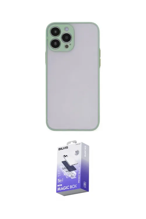 ieg™ iPhone 15 Pro Kılıf Ahenk Çizgi Serisi - Siyah Bilvis 5in1 5D Magic Hayalet Cam Ekran Koruyucu
