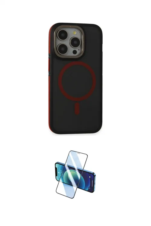 ieg™ iPhone 15 Pro Kılıf Ahenk Form Serisi - Siyah 3D Antistatik Cam Ekran Koruyucu