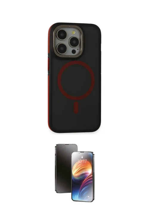 ieg™ iPhone 15 Pro Kılıf Ahenk Form Serisi - Siyah 3D Antistatik Mat Seramik Nano Ekran Koruyucu