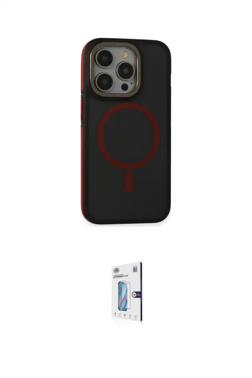 ieg™ iPhone 15 Pro Kılıf Ahenk Form Serisi - Siyah Bilvis 0.18mm Plus Cam Ekran Koruyucu