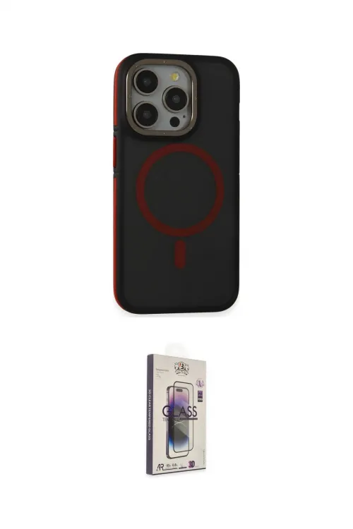 ieg™ iPhone 15 Pro Kılıf Ahenk Form Serisi - Siyah Bilvis 3D Cam Ekran Koruyucu