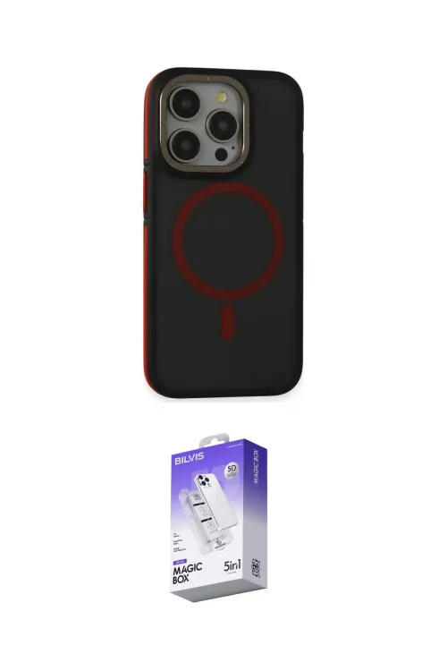 ieg™ iPhone 15 Pro Kılıf Ahenk Form Serisi - Siyah Bilvis 5in1 3D Magic Cam Ekran Koruyucu