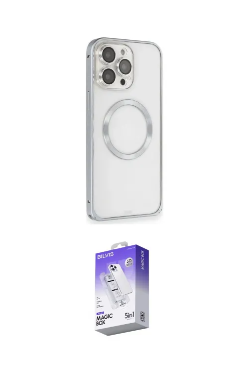 ieg™ iPhone 15 Pro Kılıf Ahenk Işık Serisi - Siyah Bilvis 5in1 3D Magic Cam Ekran Koruyucu