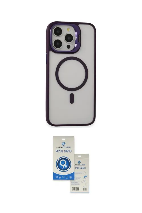 ieg™ iPhone 15 Pro Kılıf Ahenk Klasik Özel Seri - Şeffaf Royal Nano Ekran Koruyucu