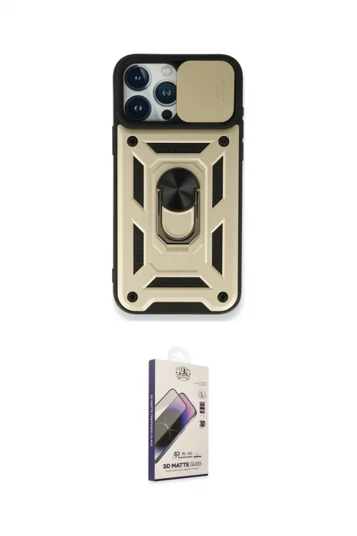 ieg™ iPhone 15 Pro Kılıf Ahenk Klasik - Siyah Bilvis 3D Mat Cam Ekran Koruyucu