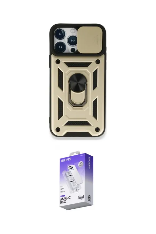 ieg™ iPhone 15 Pro Kılıf Ahenk Klasik - Siyah Bilvis 5in1 3D Magic Cam Ekran Koruyucu