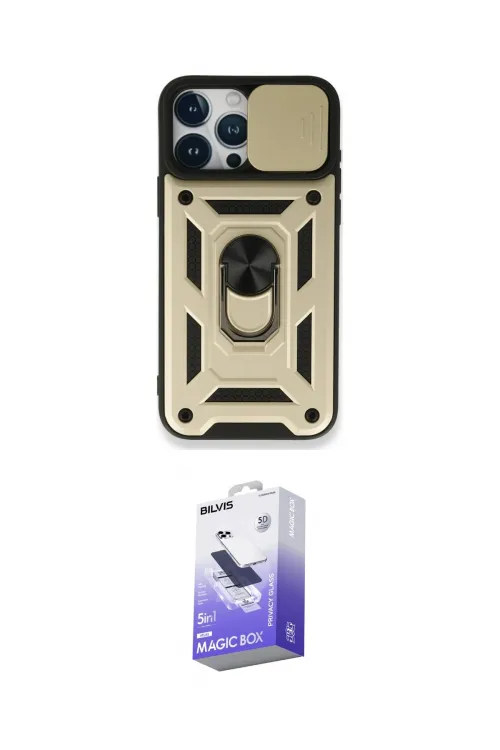 ieg™ iPhone 15 Pro Kılıf Ahenk Klasik - Siyah Bilvis 5in1 5D Magic Hayalet Cam Ekran Koruyucu